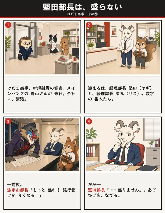 堅田部長は、盛らない