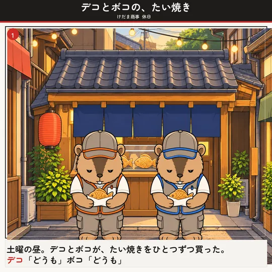 デコとボコの、たい焼き