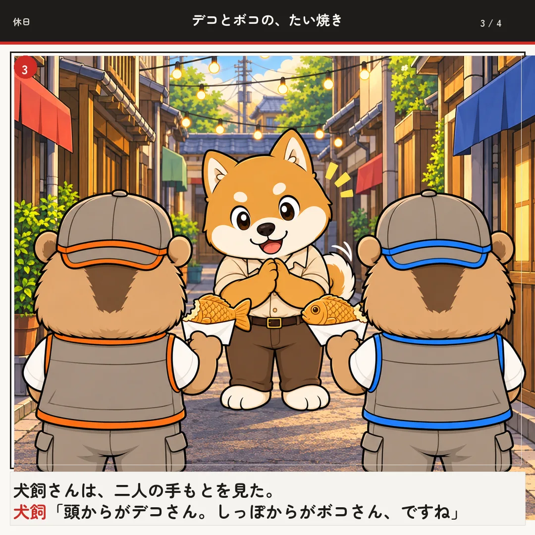 デコとボコの、たい焼き 3ページ目